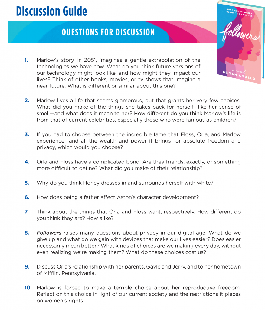 Discussion Questions for Followers by Megan Angelo